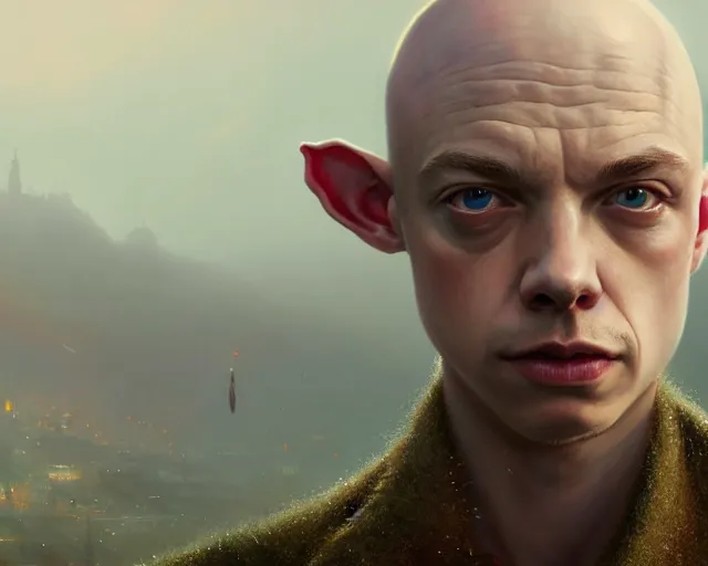 Prompt: highly detailed portrait of dane dehaan as a bald elf, in gta v, stephen bliss, unreal engine, fantasy art by greg rutkowski, loish, rhads, ferdinand knab, makoto shinkai and lois van baarle, ilya kuvshinov, rossdraws, tom bagshaw, global illumination, radiant light, detailed and intricate environment