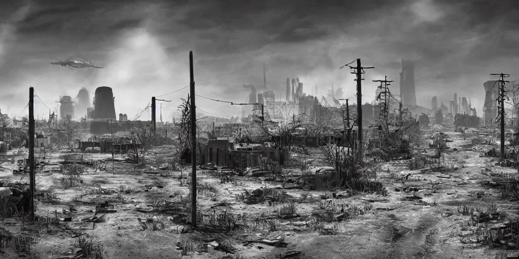 Prompt: nuclear fallout wasteland, dark future