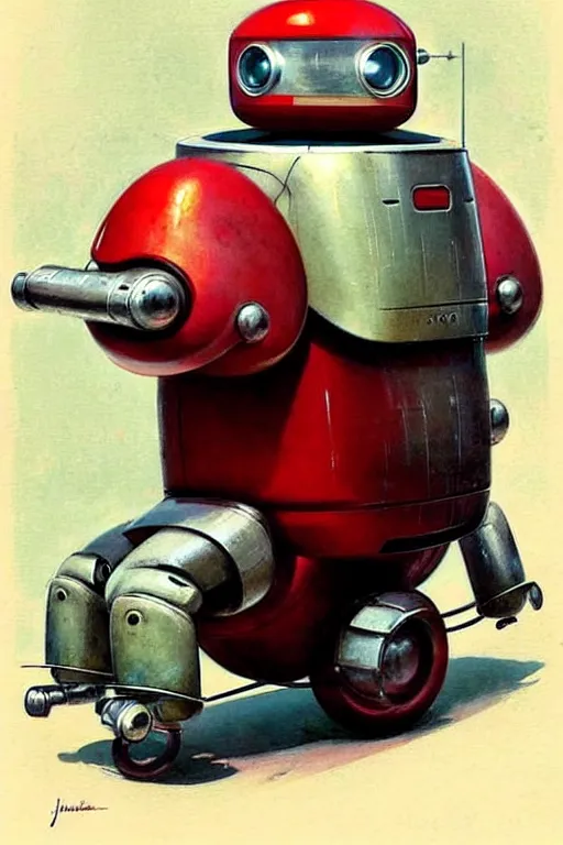 Image similar to ( ( ( ( ( 1 9 5 0 s retro future android robot fat robot dog wagon. muted colors., ) ) ) ) ) by jean - baptiste monge,!!!!!!!!!!!!!!!!!!!!!!!!! chrome red