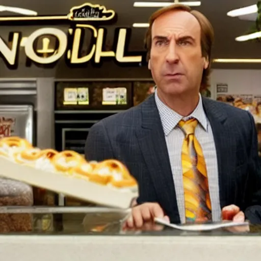 Image similar to Saul Goodman destroys a Cinnabon store