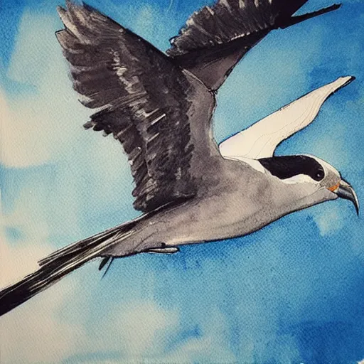 Image similar to “birds in flight, water colour”