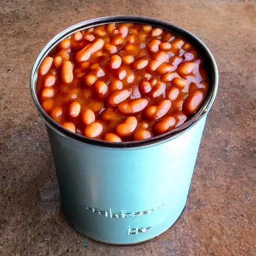 Image similar to a can of baked beans. a man of baked means. a fan of baked beans.