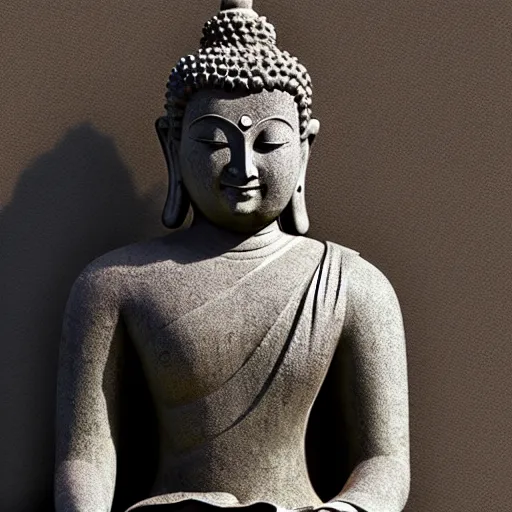 Prompt: a 4 k photorealistic photo medium shot of a statue of buddha wearing headphones eyes closed