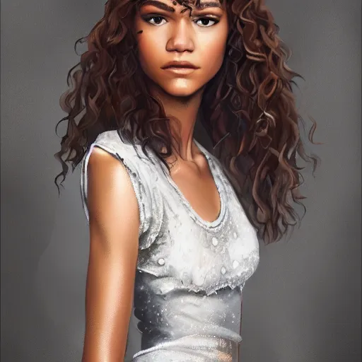 Image similar to A full portrait of Zendaya, intricate, elegant, highly detailed, digital painting, artstation, concept art, smooth, sharp focus, art by bouguerea