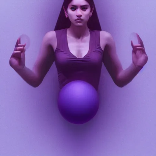 Image similar to centered rule of thirds 5 0 mm film still of a purple orb of radiance and light, 3 d render octane, portrait, sharp focus, art by greg rutkowski and artgerm