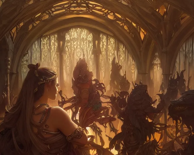 Prompt: a room filled with 1 0 0 0 different people from everywhere ever, deep focus, d & d, fantasy, intricate, elegant, highly detailed, digital painting, artstation, concept art, matte, sharp focus, illustration, hearthstone, art by artgerm and greg rutkowski and alphonse mucha