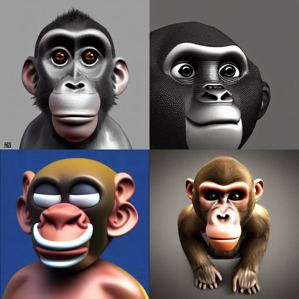 Prompt: monkey 3d render digital art by galyosef instagram