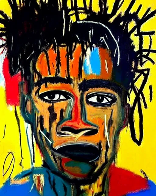 Image similar to stunning realistic portrait by jean - michel basquiat