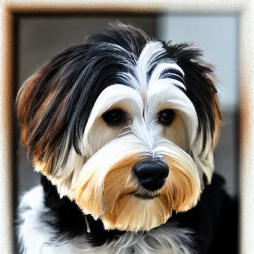 Image similar to portrait of a havanese dog, by sandra chevrie