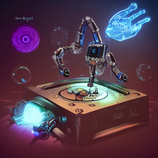 Prompt: core i 9 inside robot, spirits, spell, magical, digital art, trending on instagram, 4 k