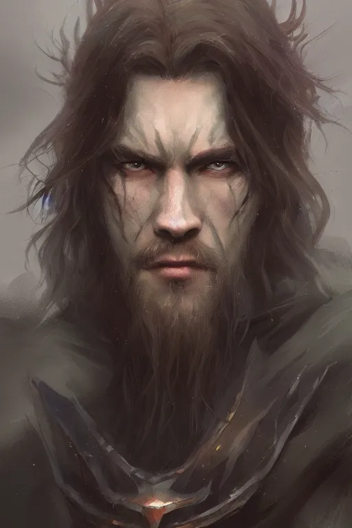 Image similar to dungeons and dragons a young dark wizard character closeup portrait, dramatic light, lake background, 2 0 0 mm focal length, painted by stanley lau, painted by greg rutkowski, painted by stanley artgerm, digital art, trending on artstation