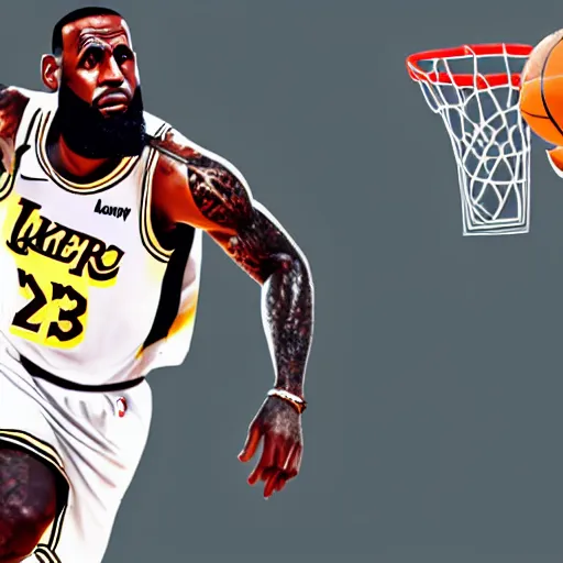 Image similar to lebron james playing basketball in the street with young boys, photorealistic, dynamic light, cinematic, ultra detailed