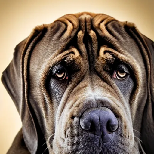 Prompt: a mastiff - cat - hybrid, animal photography