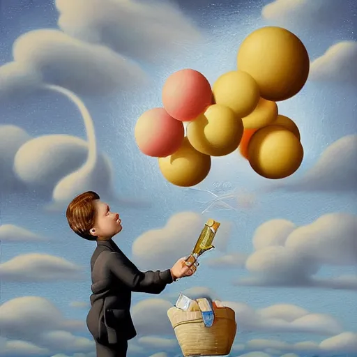 Image similar to age of abundance, an ultrafine detailed painting by rafal olbinski, behance contest winner, pop surrealism, detailed painting, very detailed, minimalist, skeuomorphic, airbrush art