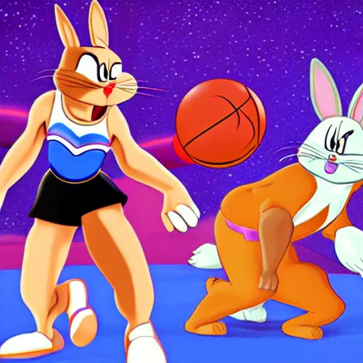Prompt: Lola Bunny Space Jam movie still, deviantart