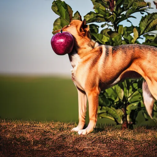 Prompt: a hybrid of a dog and an apple, 8 k, 4 k, professional photography, award winning photo