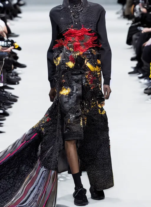 Image similar to hyperrealistic and heavy detailed balenciaga runway show of deadpoor, leica sl 2 5 0 mm, vivid color, high quality, high textured, real life