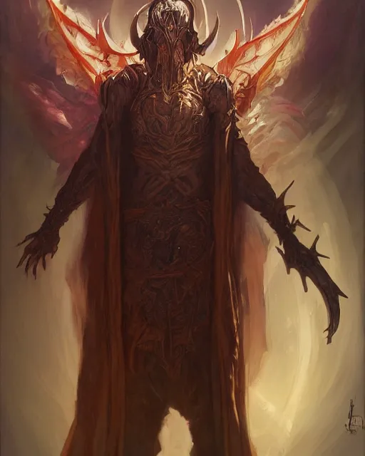 Prompt: A chaotic evil dnd wizard, he wears robes. Award winning oil painting by, ross tran, Thomas Cole and Wayne Barlowe. Highly detailed