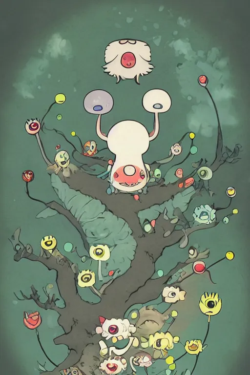 Prompt: A cute little monster in a misty forest art style by Takashi Murakami, Trending on artstation, artstationHD, artstationHQ, 4k, 8k