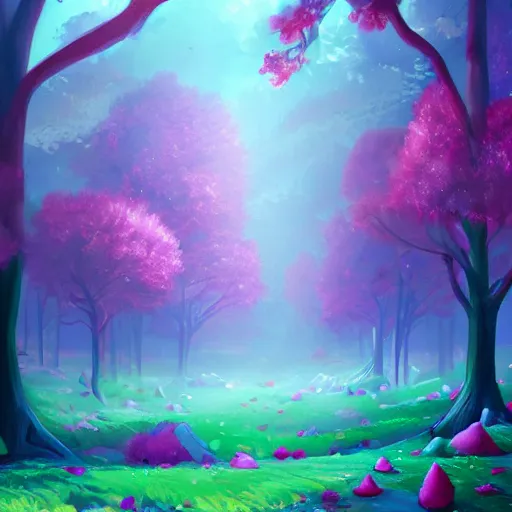 Prompt: candy forest, digital art, trending on artstation