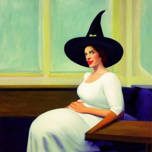 Prompt: a snooty pregnant witch portrait, by edward hopper, new artstation artist,