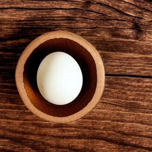 Image similar to a polaroid photograph of an egg, sitting on top a table with a burning candle. minimalistic, natural light, wood grain table top. swirling wood grain.