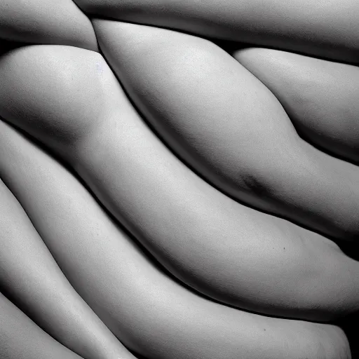 Prompt: an abstract photograph of voluminous rolls of flesh, folds of belly flab, skin, veins, highly detailed, close up, even lighting