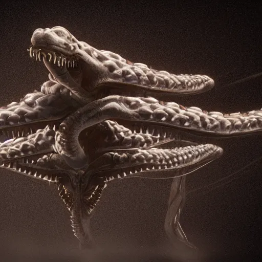 Image similar to a hydra with its heads being thumbsups 👍, cinematic, diffuse light, ultrarealistic