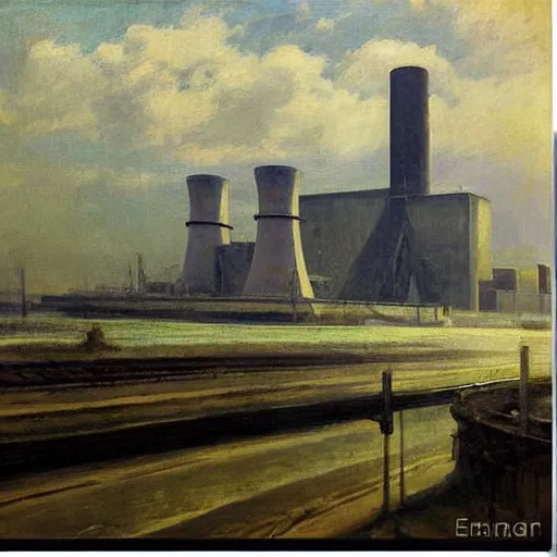 Prompt: nuclear power station by emile friant