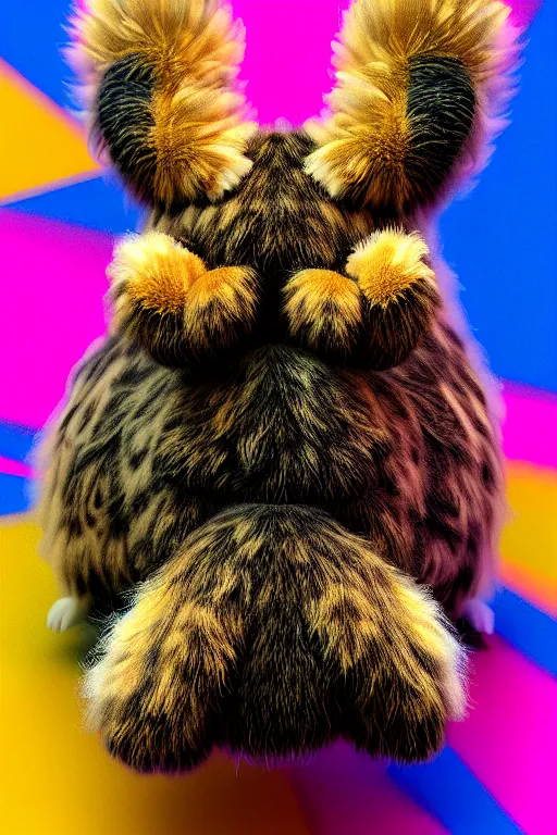 Image similar to high quality 3 d render hyperrealist very cute multicolor dotted fluffy! tarantula cat hybrid highly detailed, vray smooth, in the style of detective pikachu, hannah yata charlie immer, dramatic blue light, low angle, uhd 8 k, sharp focus