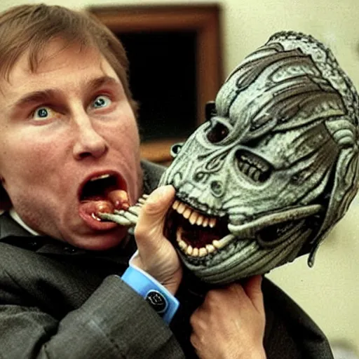 Image similar to putin eats children h r giger