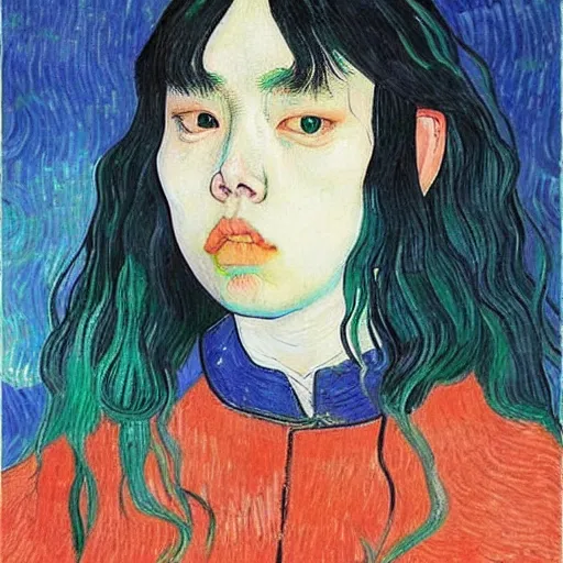 Image similar to korean billie eilish by vincent van gogh