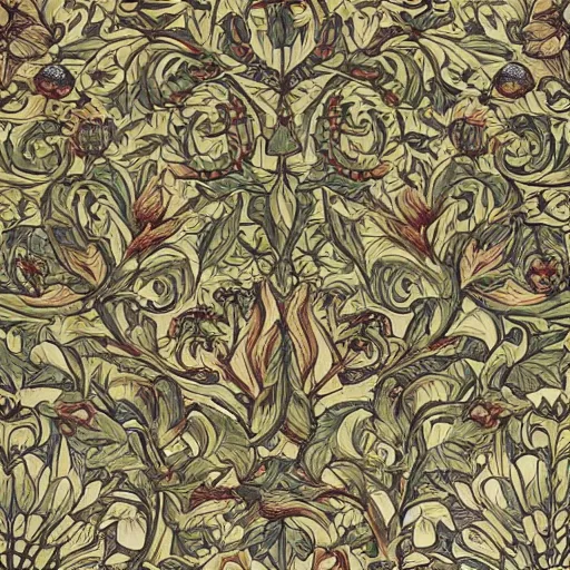 Image similar to super Mario ornate detailed highly detailed pattern tiling floral wallpaper William Morris