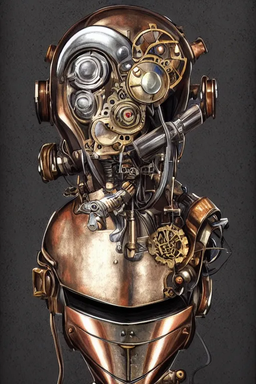 Image similar to steampunk helmet fantasy art mask robot ninja stylized digital illustration sharp focus, elegant intricate digital painting artstation concept art global illumination ray tracing advanced technology chaykin howard and campionpascale and cooke darwyn and davis jack