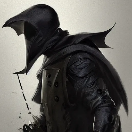 Image similar to concept art by greg rutkowski, male superhero that uses a black kevlar tactical gear and a plague doctor mask, highly detailed portrait, digital painting, artstation, concept art, smooth, sharp foccus ilustration, artstation hq