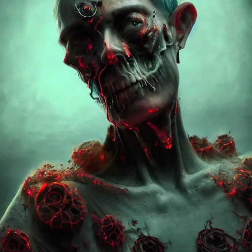 Prompt: A necromancer pulsing with necrotic energy, Art by James Jean, power auras, sigils, tattered cloth robes, substance 3d painter, PBR textures, Physical based rendering, cinematic, hyper realism, high detail, octane render, unreal engine, 8k, Vibrant colors, Smooth gradients, High contrast, depth of field, aperture f2.8