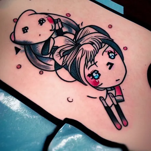 Image similar to chibi anime kawaii tattoo cute vhibi anime girl tattoo