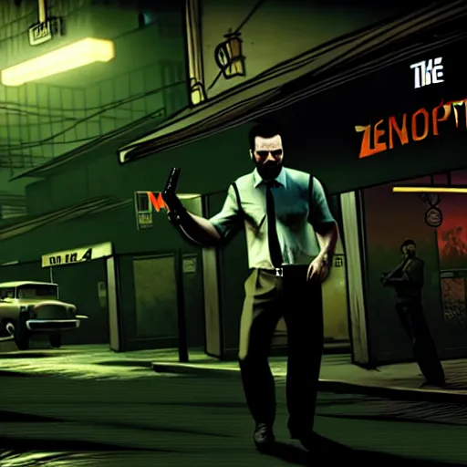 Prompt: max payne 4 set in neo - noir zootopia