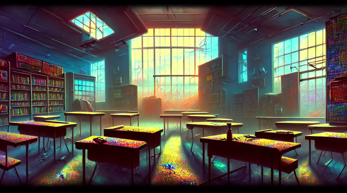 KREA - visual novel classroom background, highly detailed, natural light