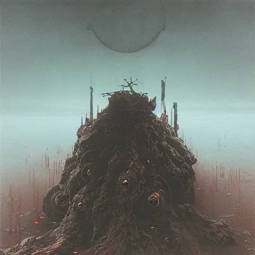 Prompt: “a game designed by kojima and beksinski”