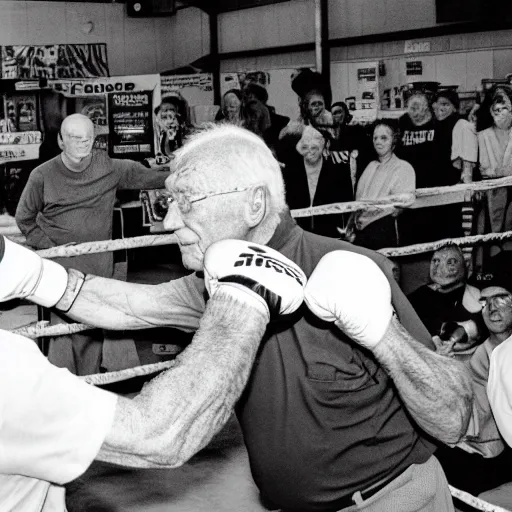 Image similar to senior citizens boxing in Walmart, 35mm film