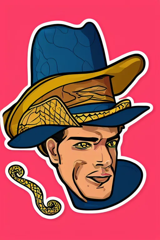 Image similar to A portrait of a snake cowboy, sticker, colorful, illustration, highly detailed, smooth and clean vector curves, no jagged lines, vector art, smooth