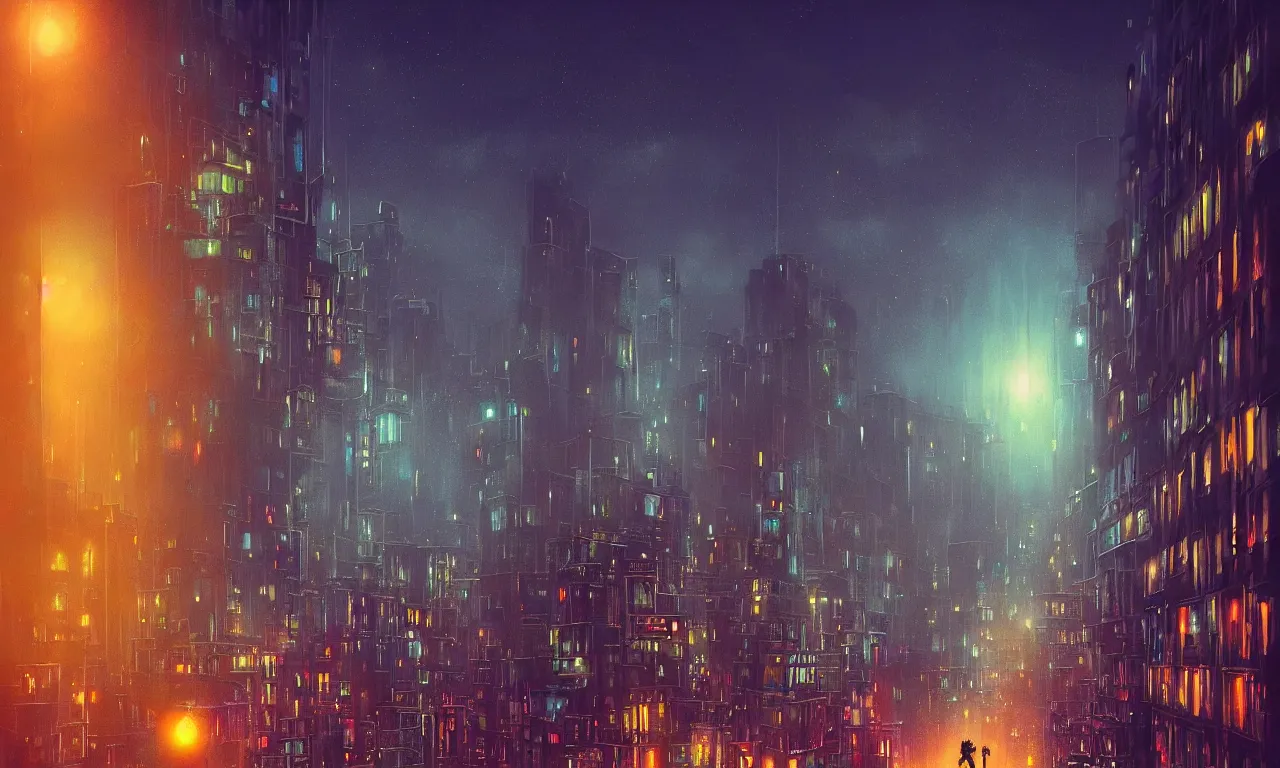 Prompt: low angle colorful photograph of a futuristic city, science fiction, night lights, beautifully lit buildings, mystic hues, distant, sharp focus, volumetric lights, digital art, RTX, hyperrealistic, cinematic, acid pixie, by lee madgwick