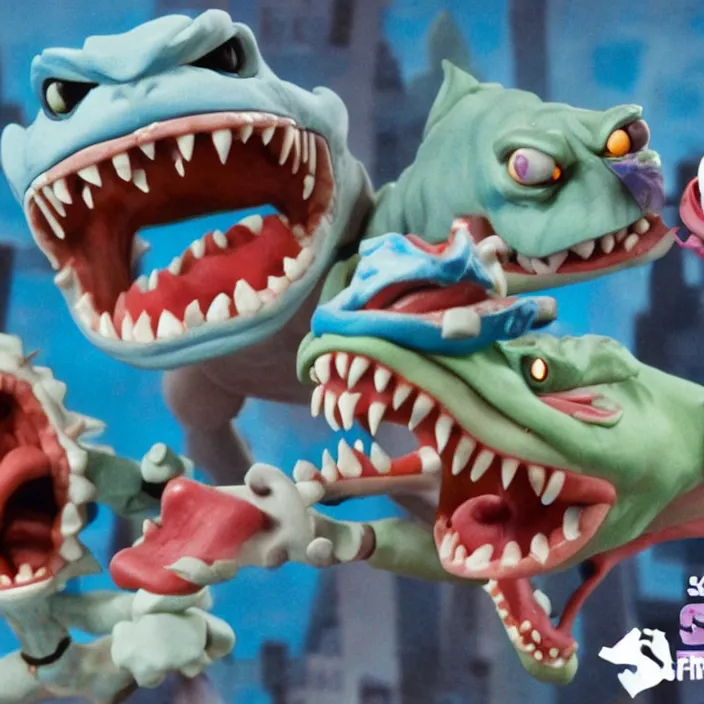 Prompt: street sharks in claymation