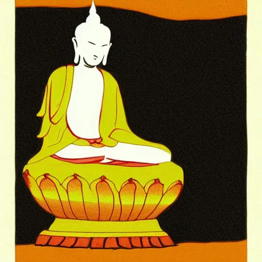 Prompt: an illustration of the buddha by jean - jacques sempe,