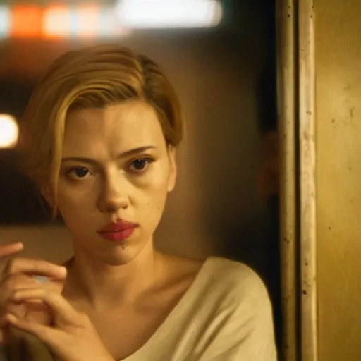 Image similar to intimate movie still of scarlett johansson in wong kar wai chung king express