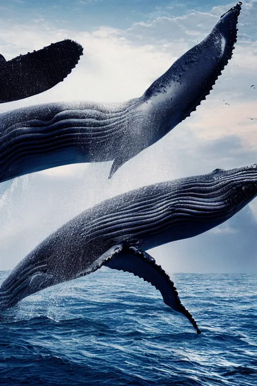 Image similar to whales are speaking on the phones, hypermaximalistic, high details, cinematic, 8k resolution, beautiful detailed, insanely intricate details, artstation trending, octane render, unreal engine