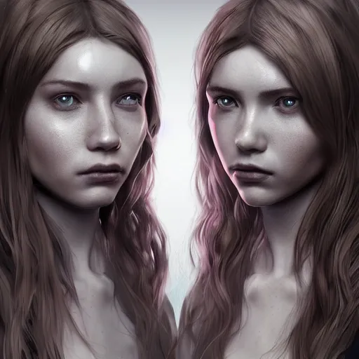 Image similar to two young women who are conjoined twins, hyperdetailed, artstation, cgsociety, 8k