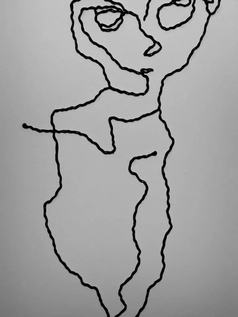 Image similar to simple and elegant wire art portraiture, influenced by egon schiele. minimalist artwork full of human emotional expression and personality, powerful gaze, dramatic.