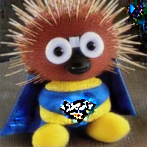 Prompt: an adorable superhero porcupine